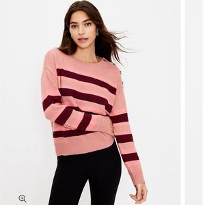 Loft Striped Shoulder Button Sweater Size M